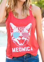 Meowica American Flag Glasses Tank without Necklace