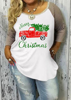 Plus Size Merry Christmas Baseball T-Shirt without Necklace