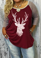 Plus Size Reindeer Baseball T-Shirt without Necklace