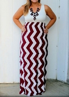 Plus Size Zigzag Splicing Sleeveless Maxi Dress without Necklace