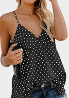 Polka Dot V-Neck Camisole without Necklace - Black