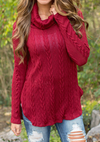 Solid Irregular Long Sleeve Casual Knitted Sweater