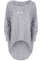 Solid Knitted Irregular Batwing Sleeve Blouse Without Necklace
