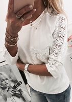 Solid Lace Floral One Shoulder Blouse without Necklace