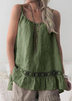 Solid Lace Splicing Camisole without Necklace - Army Green