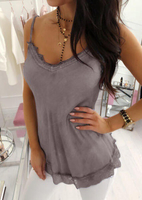Solid Lace Splicing Camisole without Necklace - Gray