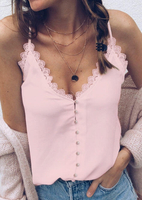 Solid Lace Splicing Camisole without Necklace - Pink