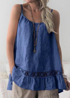 Solid Lace Splicing Camisole without Necklace - Royal Blue