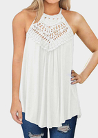 Solid Lace Splicing Spaghetti Strap Camisole - White