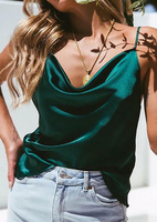 Solid V-Neck Camisole without Necklace - Dark Green