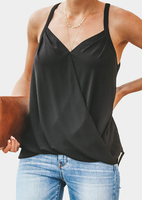 Solid Wrap Casual Camisole without Necklace - Black