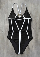 Splicing Circle Adjustable Strap One-Piece Swimsuit
