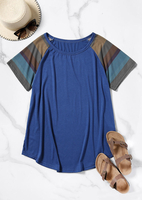 Striped O-Neck Baseball T-Shirt Tee without Necklace