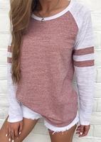 Striped Splicing Baseball T-Shirt without Necklace