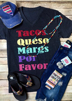 Tacos Queso Margs Por Favor T-Shirt Tee - Navy Blue