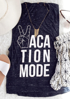 Vacation Mode O-Neck Tank without Necklace - Navy Blue