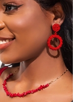 1 Pair Alloy Red Round Earrings
