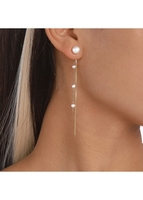 1 Pair Gold Chain Design Pearl Earrings