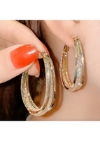 1 Pair Gold Circular Shape Metal Detail Earrings