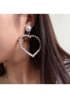 1 Pair Pearl Rhinestone Silver Earrings