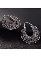 1 Pair Silvery White Metal Round Earrings