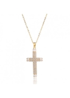 Artificial Zircon Gold Cross Design Necklace
