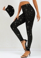 Black Galaxy Elastic Waist Ankle Length Leggings