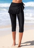 Black High Waisted Flounce Tie Side Pantskirt