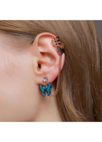 Blue Butterfly Design Metal Detail Earring