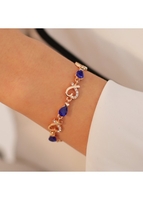 Blue Heart Design Metal Detail Rhinestone Bracelet