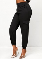 Breathable Black Drawastring High Waisted Jogger Pants