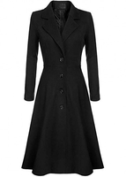 Button Black Lapel Long Sleeve Coat