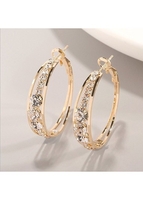 Circle Design Rhinestone Metal Detail Earrings