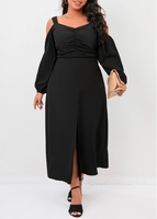 Cold Shoulder Black Plus Size Dress
