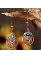 Dark Camel Waterdrop Shape Copper Earrings