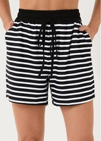 Double Side Pockets Striped Black High Waisted Shorts