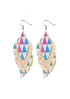 Easter Leather Beige Geometric Print Earrings
