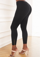 Elastic Waist Black Skinny Mid Waisted Pants