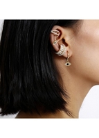 Eye Design Metal Detail Rhinestone Earring Set