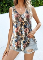 Floral and Leaf Print Tank Top