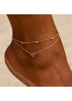 Gold Heart Design Metal Detail Anklet Set