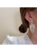Gold Rhinestone Metal Detail Earring Set