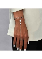 Heart Design Valentines Pearl Silver Bracelet