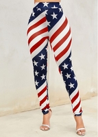 High Waisted American Flag Print Skinny Pants