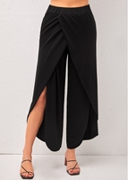 High Waisted Black Side Slit Pants