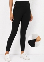 High Waisted Elastic Waist Ankle Length Black Leggings