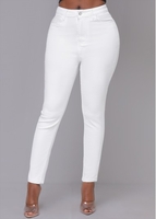 High Waisted White Skinny Zipper Fly Pants