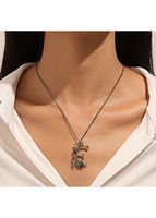 Letter and Rose Design Metal Detail Necklace