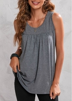 Light Grey Fold Wide Strap Tank Top