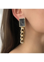 Metal Detail Gold Chain Design Earring Set